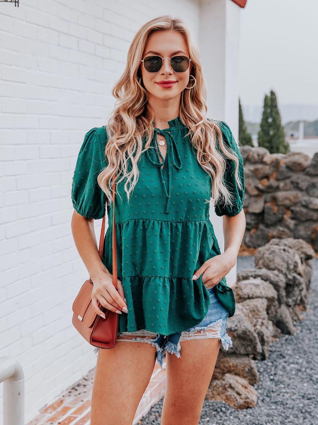 

La Aimee Green Solid Top