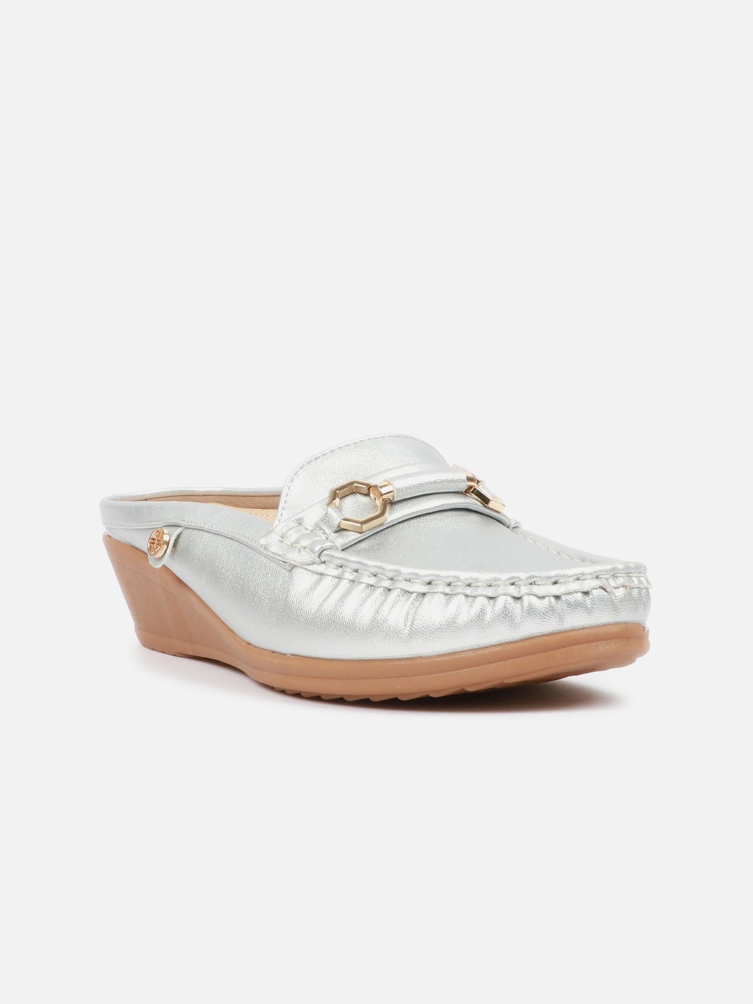

Carlton London Women Silver-Toned Printed Loafers