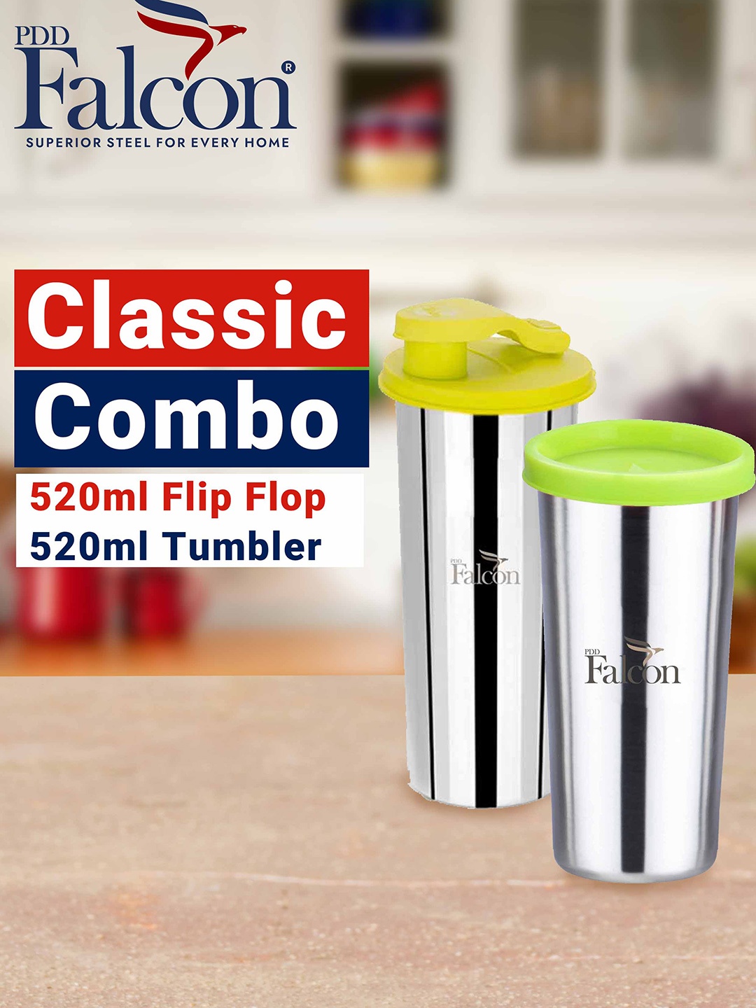 

PDDFALCON 2 Piece Flip Flop Tumbler Set, Silver