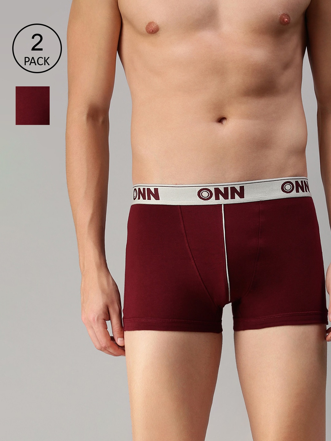 

ONN Men Pack Of 2 Maroon Solid Trunk ONN_253_MN_2PC