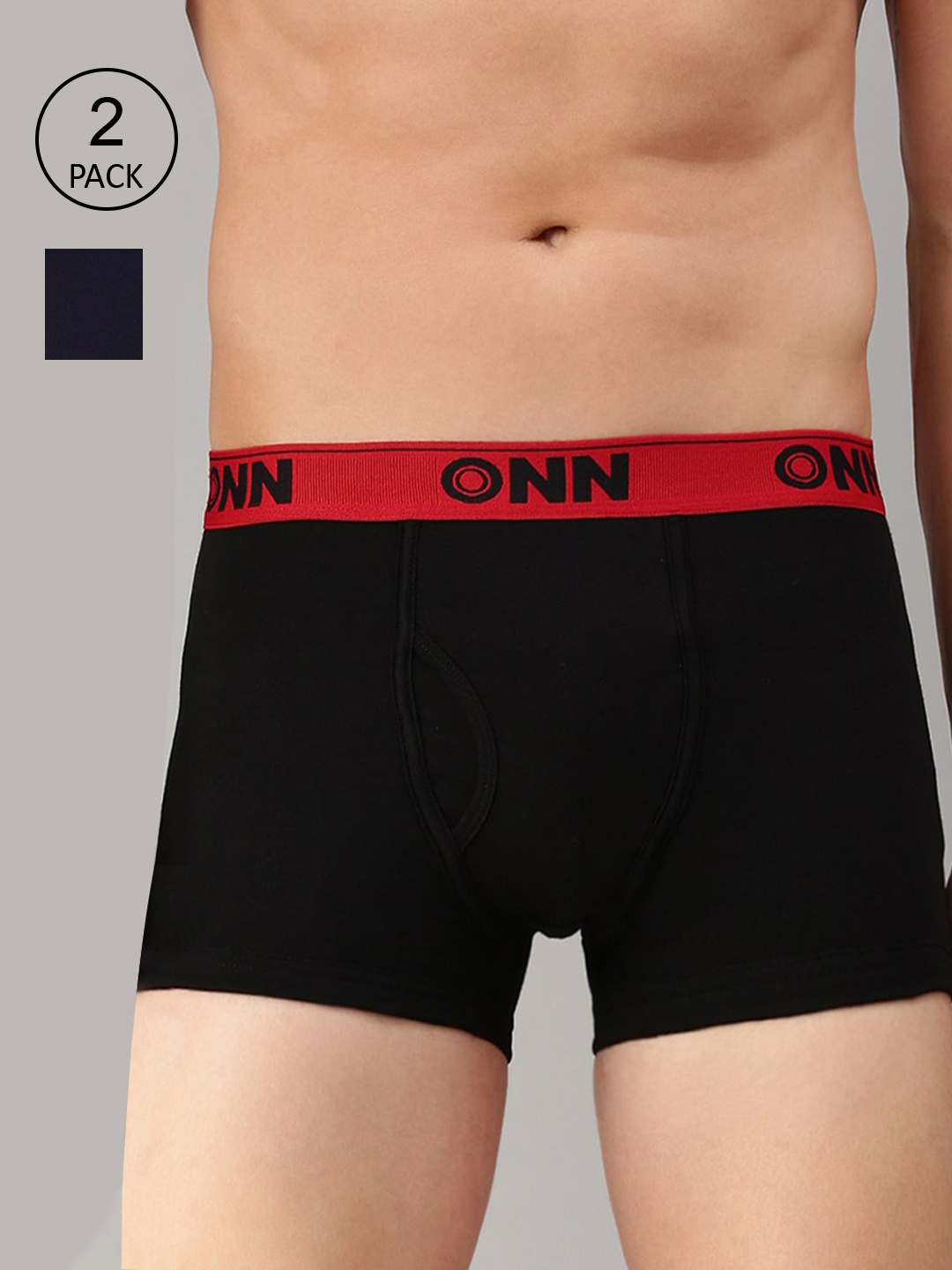 

ONN Men Pack of 2 Black & Red Solid Trunk