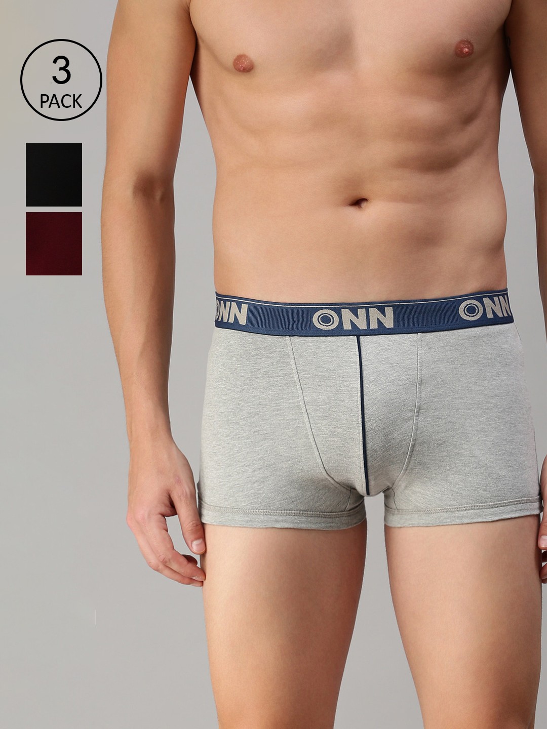 

ONN Men Pack Of 3 Solid Trunk ONN_253_BLK_GM_MN_3PC, Black