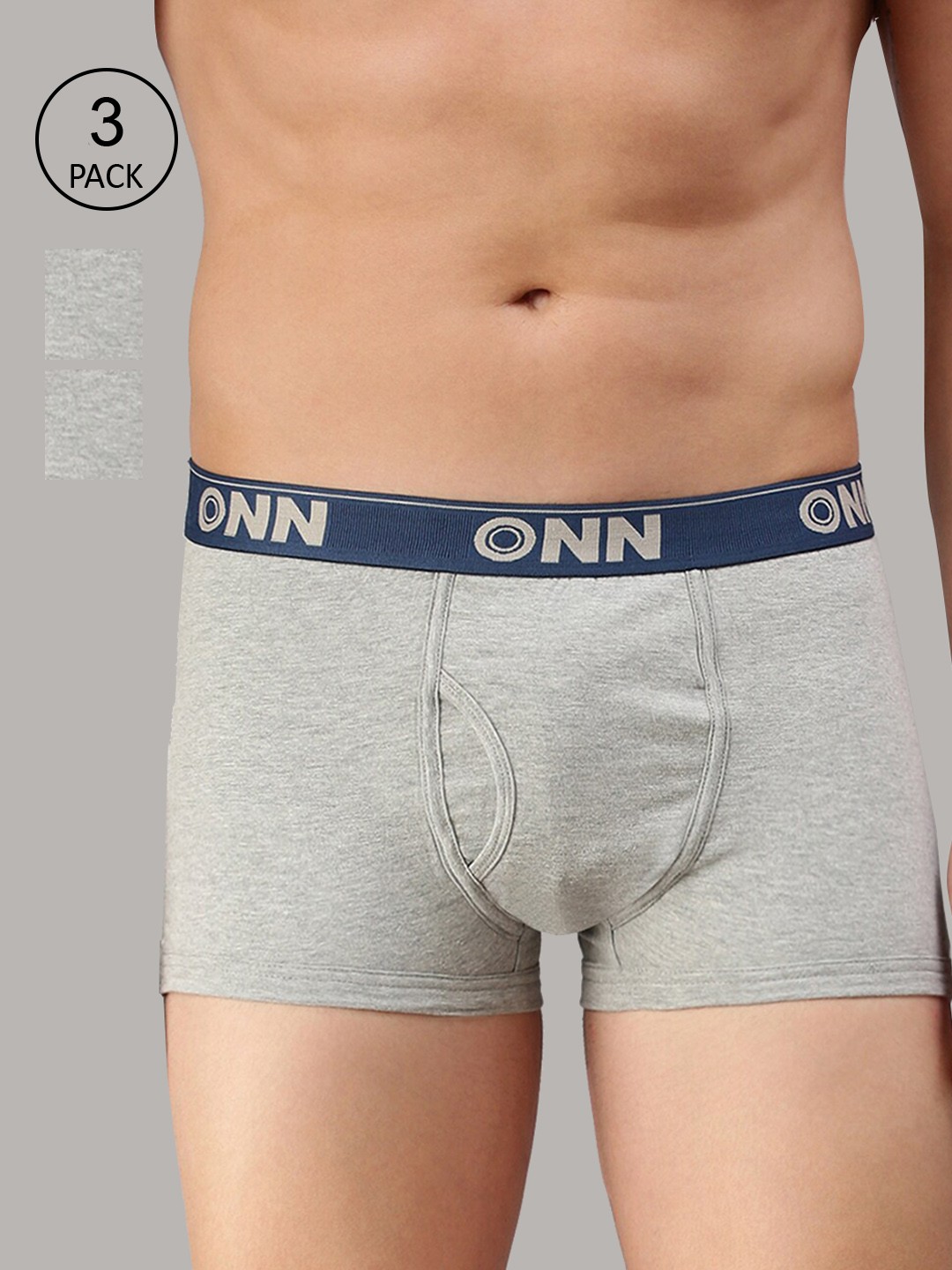 

ONN Men Pack Of 3 Grey Melange Solid Trunk ONN_254_GM_3PC
