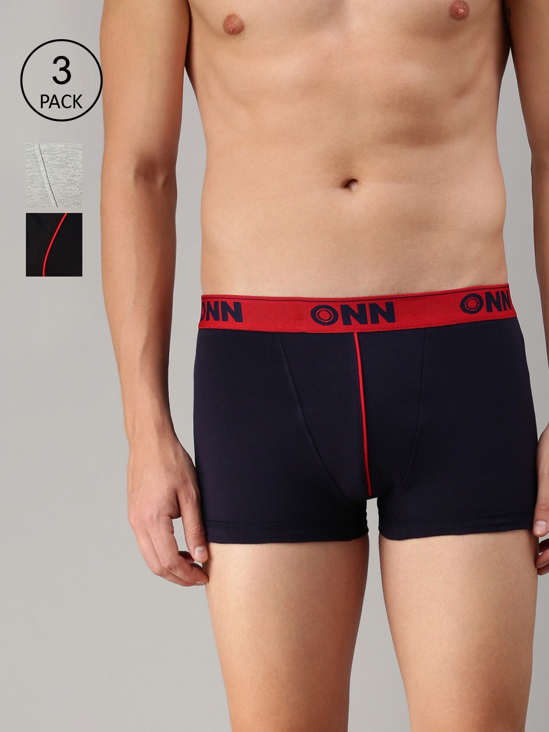 

ONN Men Pack Of 3 Solid Trunk ONN_253_BLK_NB_GM_3PC, Black