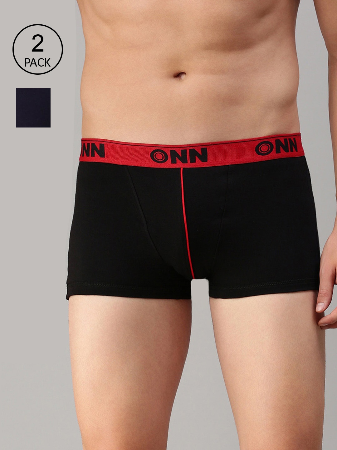 

ONN Men Pack of 2 Black & Red Solid Trunk