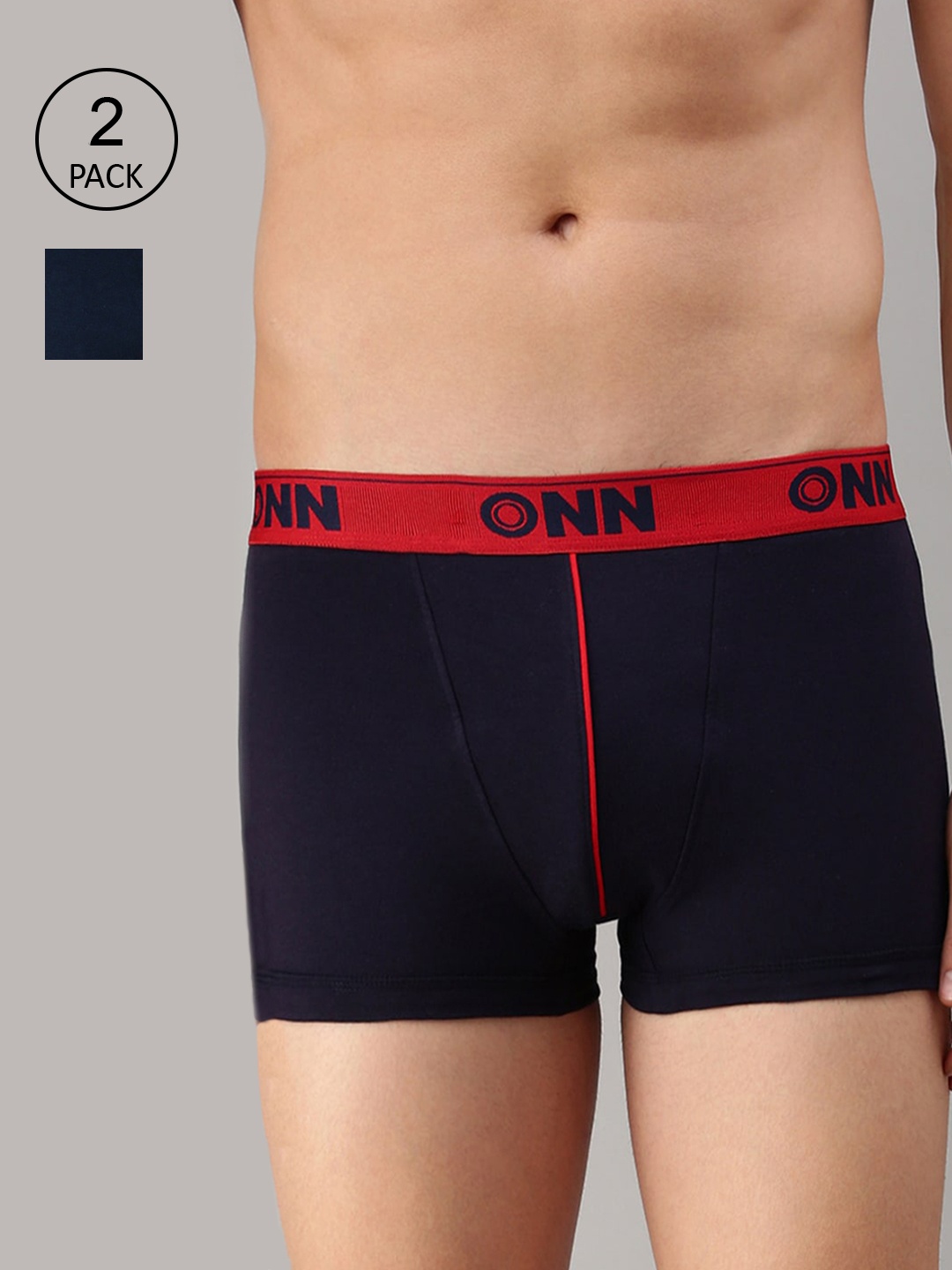 

ONN Men Pack of 2 Navy Blue & Black Solid Trunk