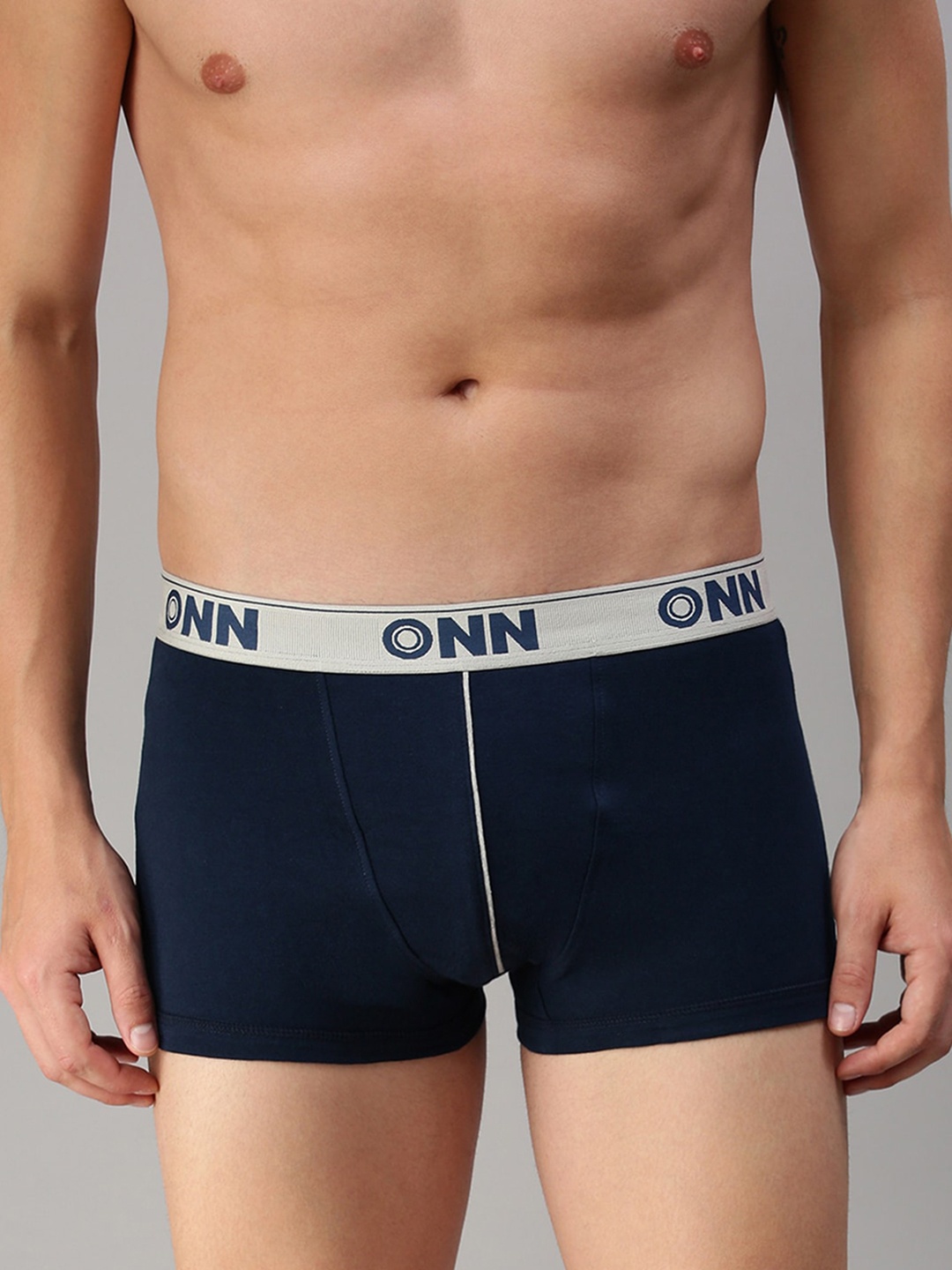 

ONN Men Pack of 2 Navy Blue & White Solid Trunk