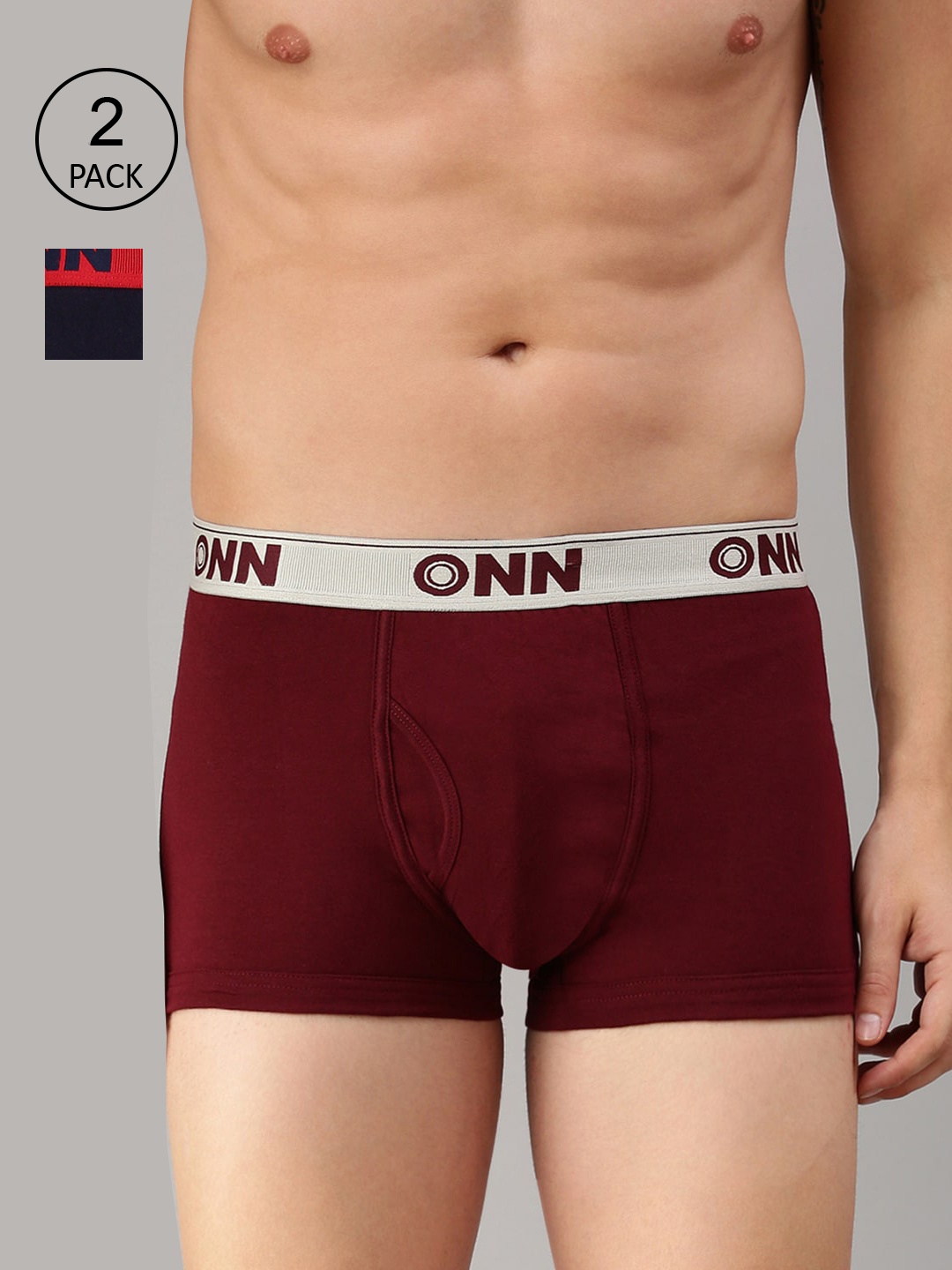 

ONN Men Pack Of 2 Maroon & Navy Blue Solid Trunk ONN_254_MN_NB_2PC