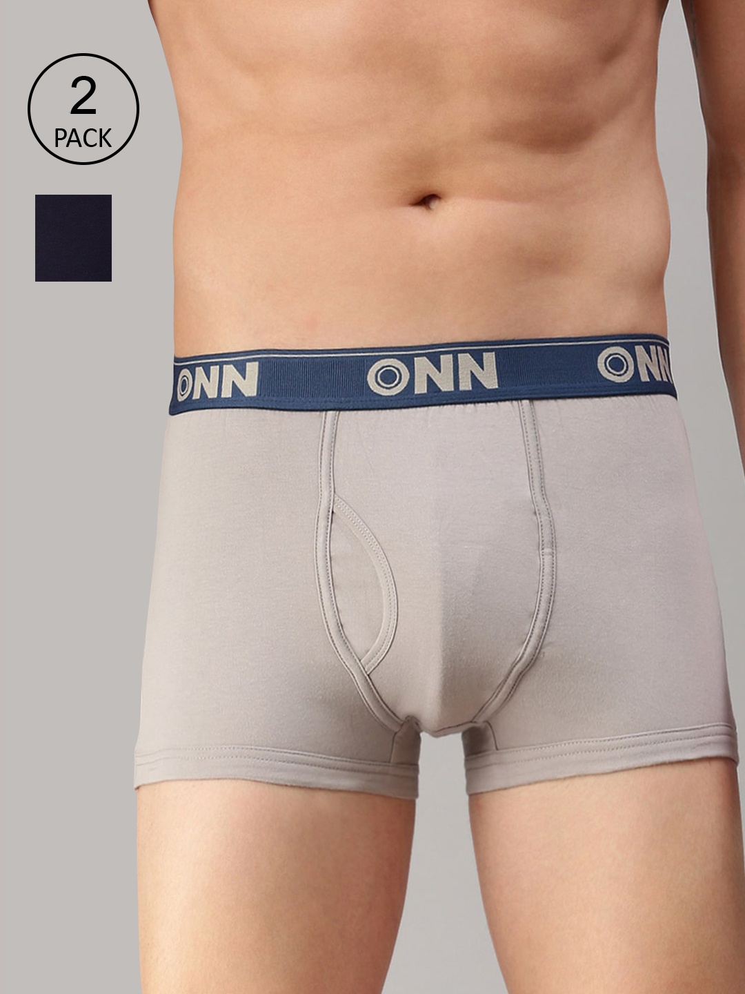 

ONN Men Pack of 2 Navy Blue & Grey Solid Trunk