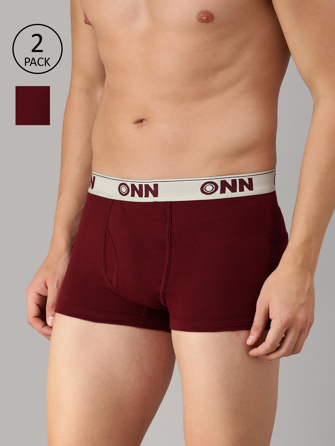 

ONN Men Pack of 2 Maroon Solid Trunk