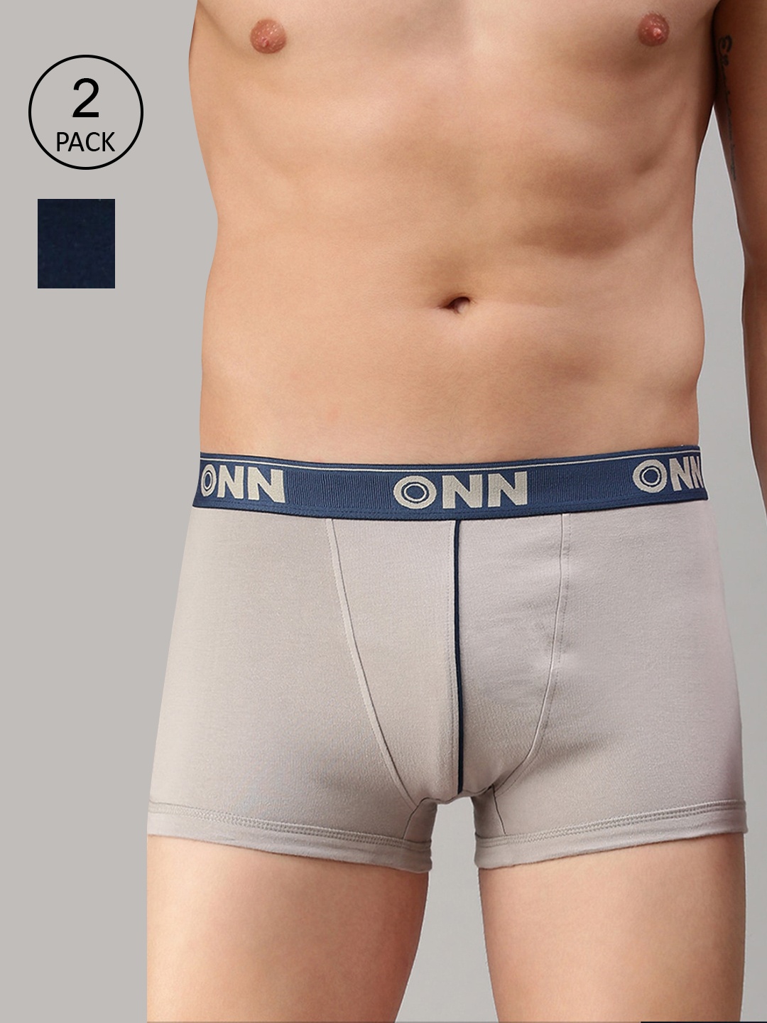 

ONN Men Pack of 2 Navy Blue & Grey Solid Trunk