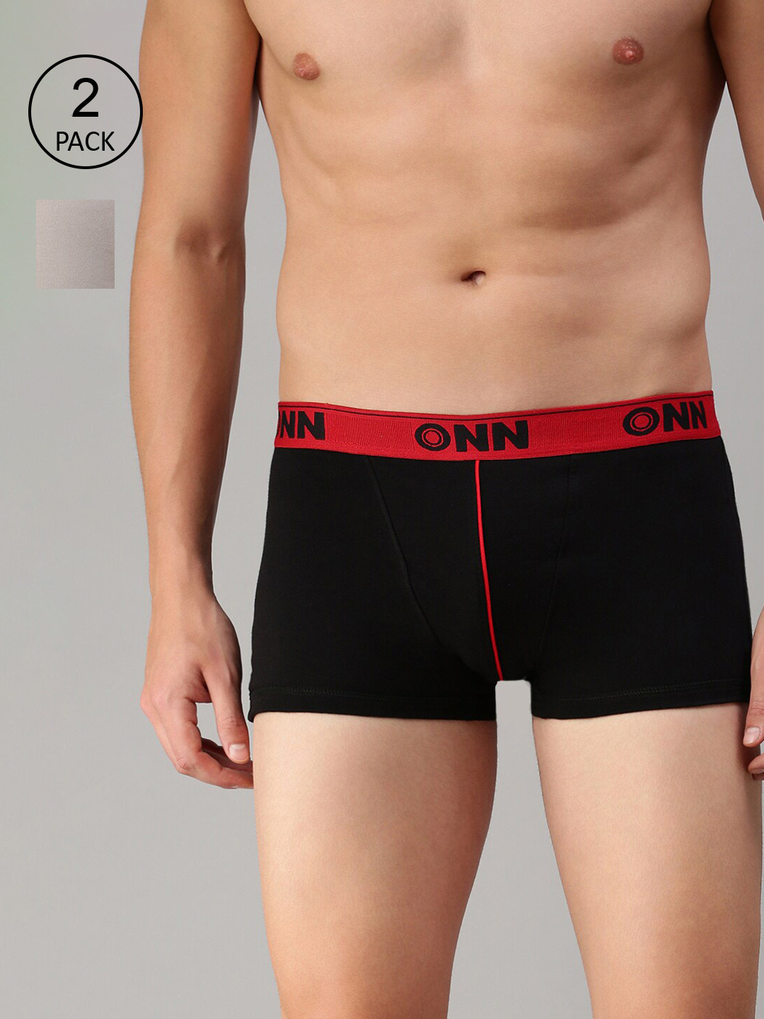 

ONN Men Pack Of 2 Grey & Black Solid Trunk ONN_253_BLK_SGRY_2PC