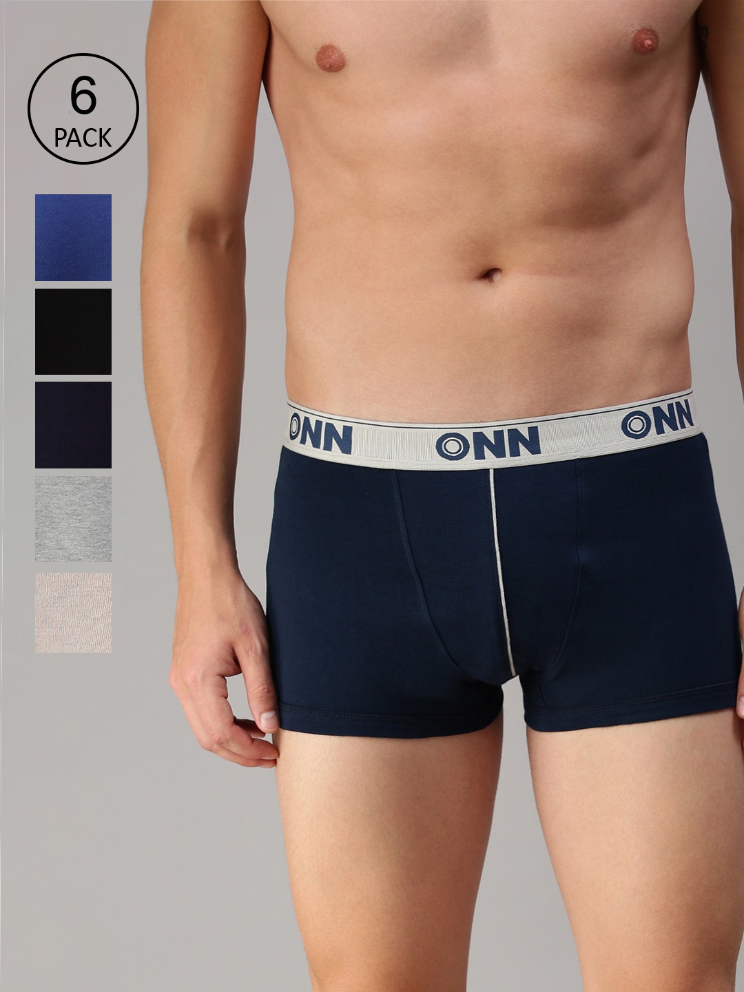

ONN Men Pack Of 6 Solid Assorted Trunks