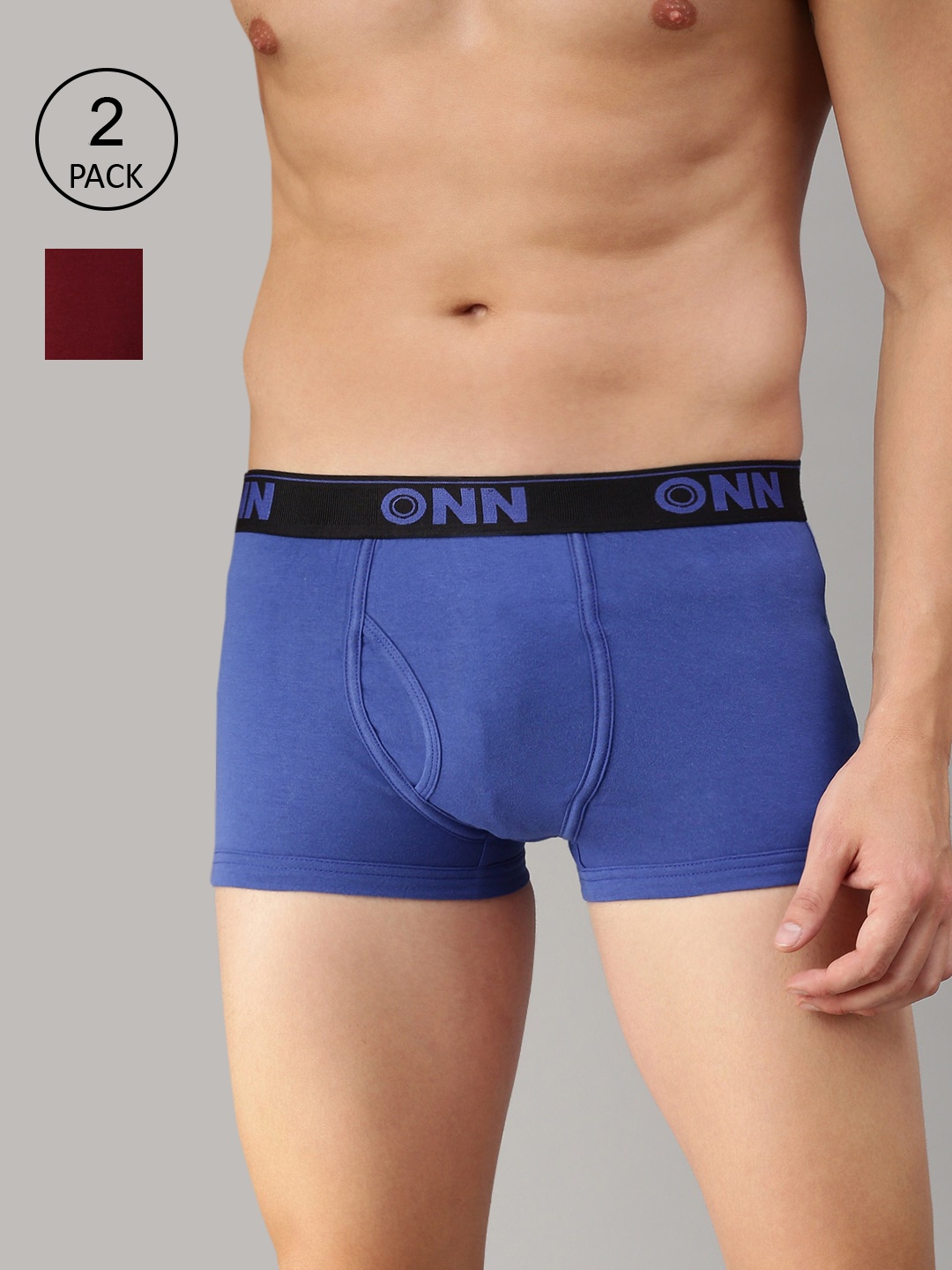

ONN Men Pack Of 2 Solid Trunks ONN_254_MN_RBU, Maroon