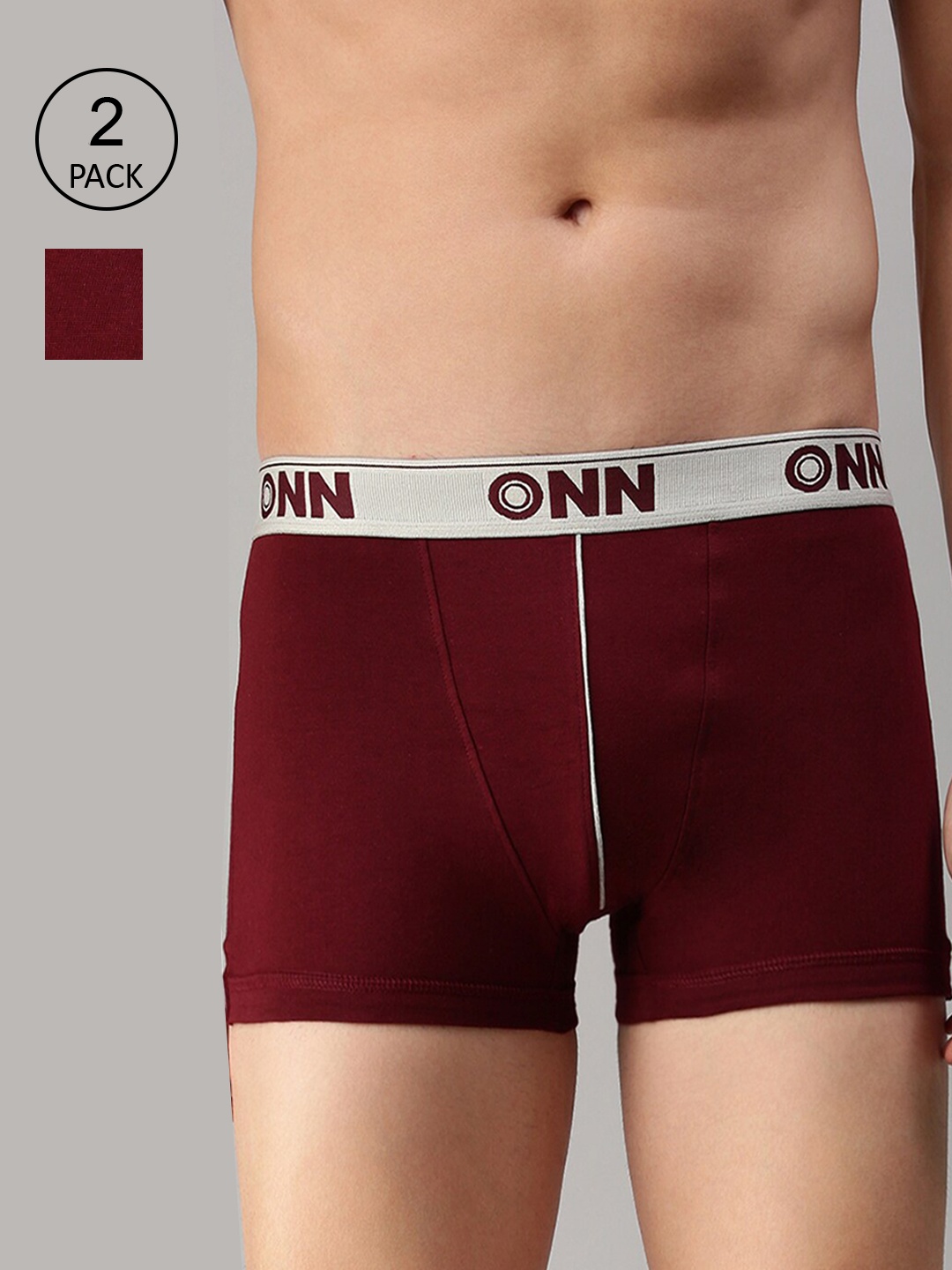 

ONN Men Pack Of 2 Maroon Solid Trunks ONN_253_MN