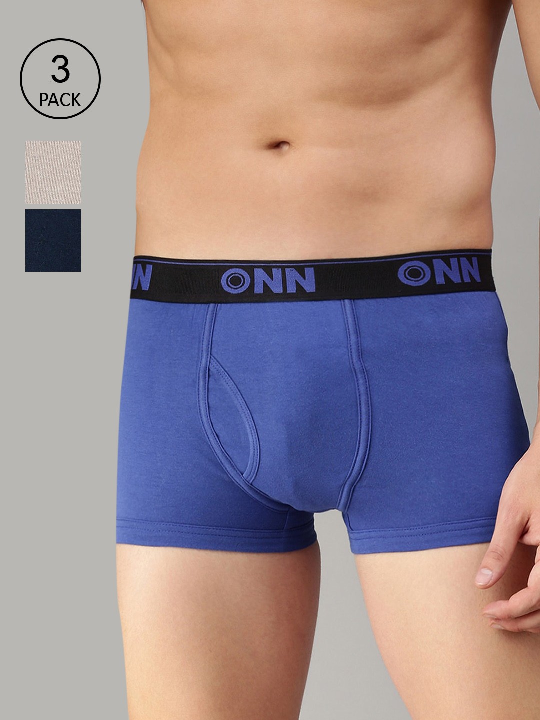 

ONN Men Pack Of 3 Blue Steel Grey & Royal Blue Solid Trunks ONN_254_RBU_SGRY_AFBLU_3PC