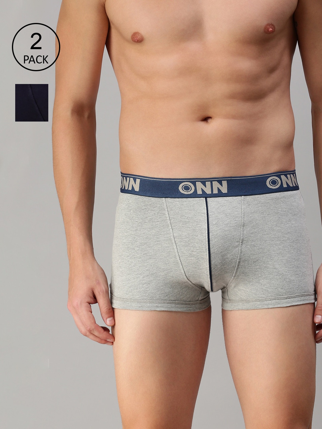 

ONN Men Pack Of 2 Solid Trunks ONN_253_GM_NB_2PC, Grey melange