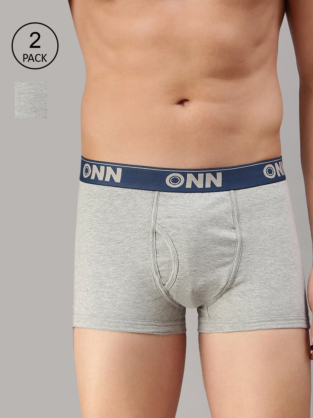 

ONN Men Pack Of 2 Grey Melange Solid Trunk ONN_254_GM_2PC