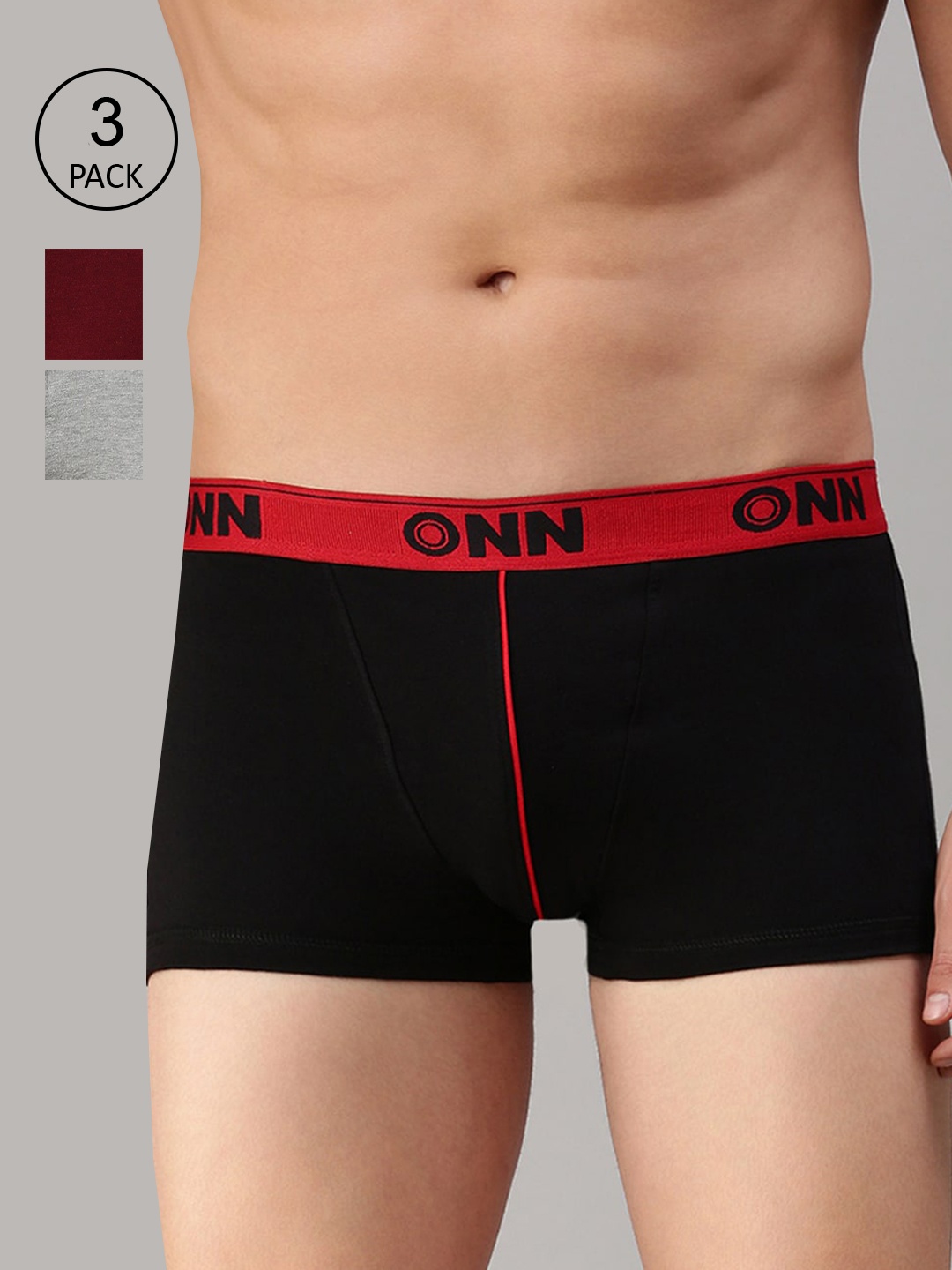 

ONN Men Pack Of 3 Solid Trunks ONN_253_BLK_GM_MN, Black