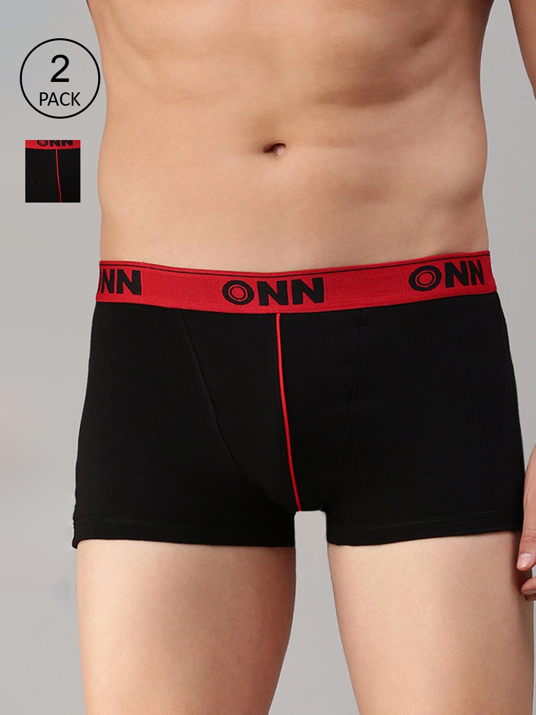 

ONN Men Pack of 2 Black Solid Trunks-ONN_253_BLK_2PC-Black