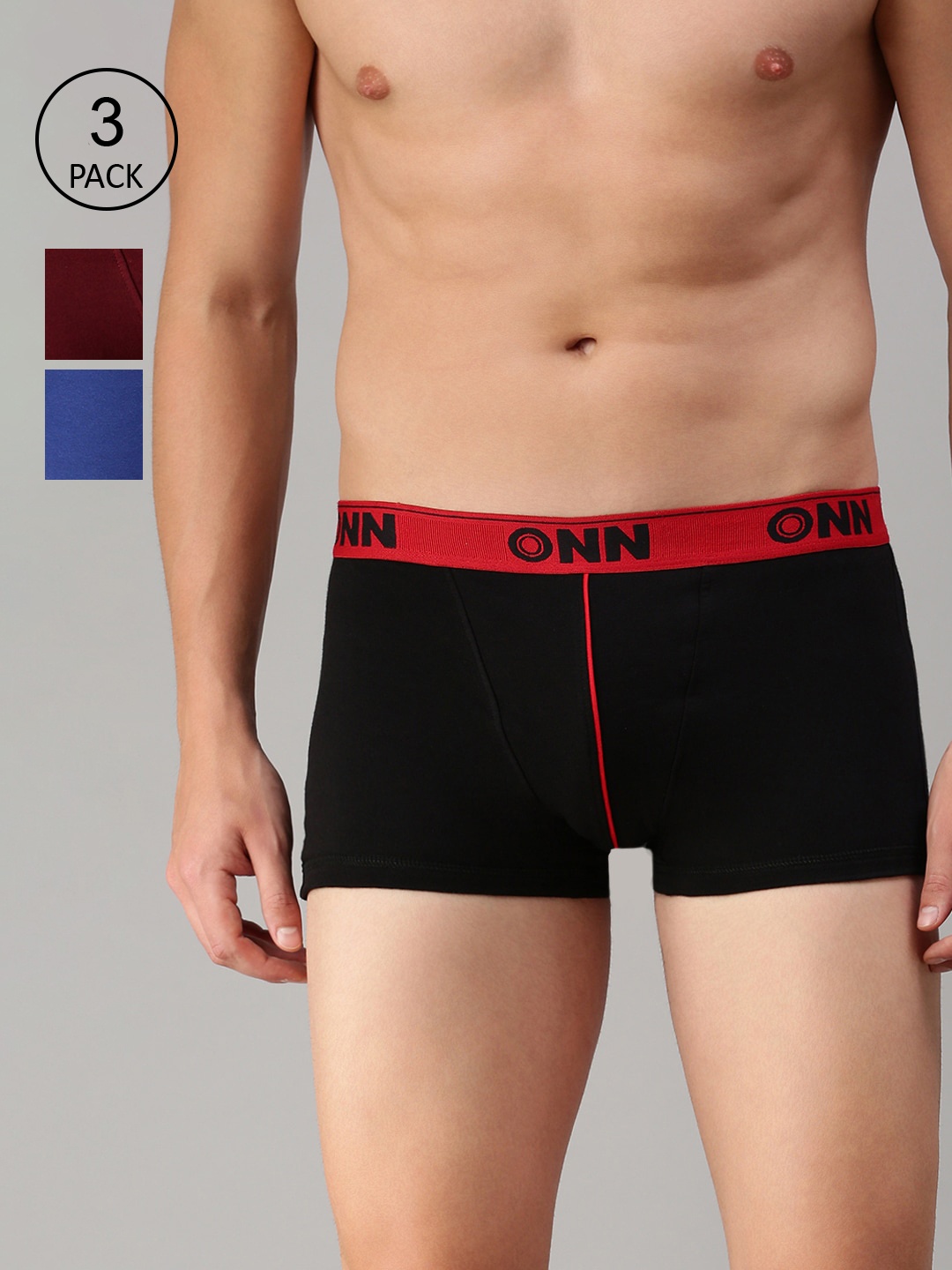 

ONN Men Pack Of 3 Solid Trunk, Navy blue