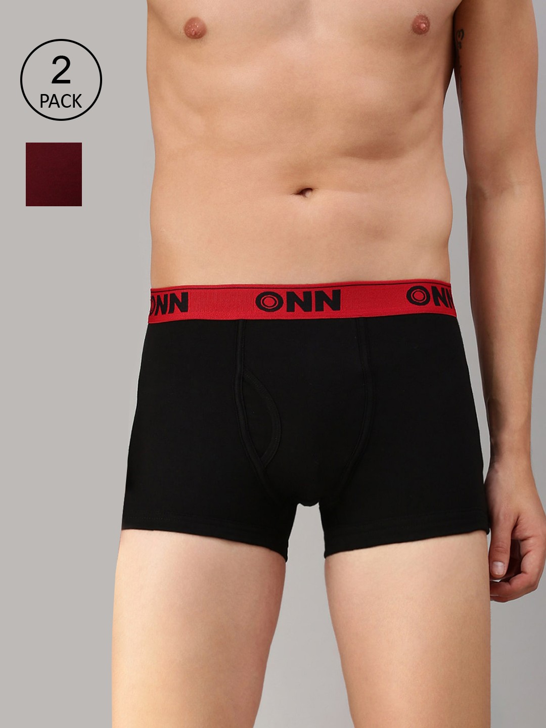 

ONN Men Pack Of 2 Solid Trunk, Black