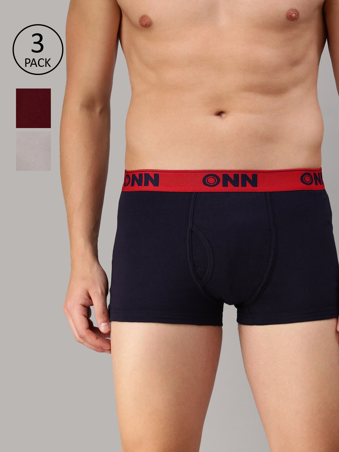 

ONN Men Pack Of 3 Solid Trunk, Maroon
