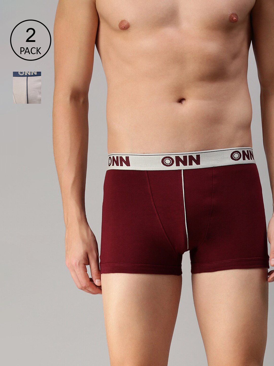 

ONN Men Pack Of 2 Solid Trunks, Maroon