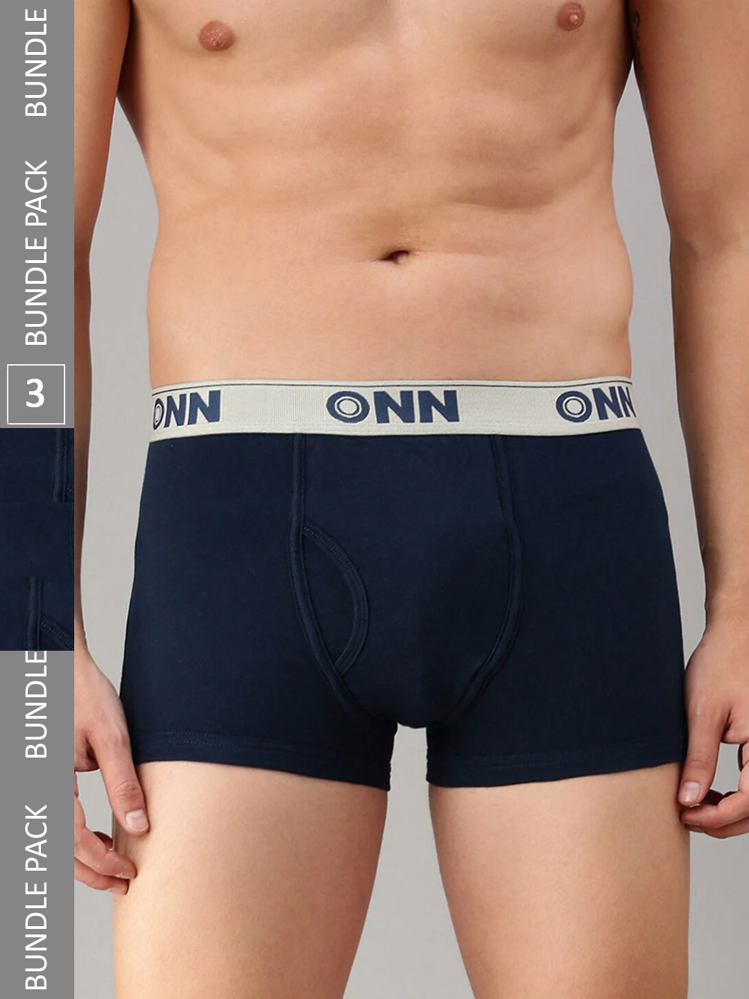 

ONN Men Pack Of 3 Mid Rise Trunks, Navy blue