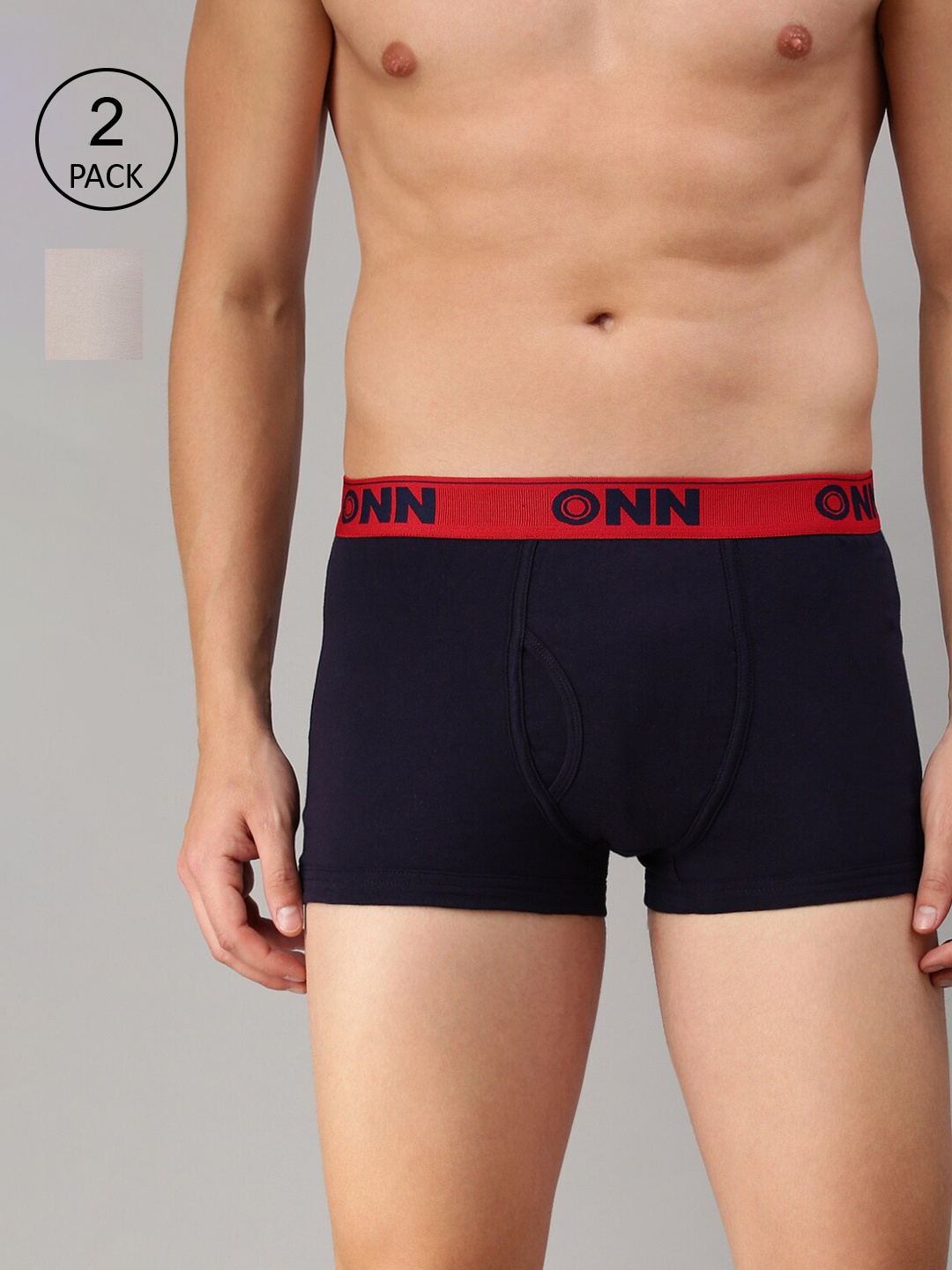 

ONN Men Pack Of 2 Solid Trunks, Navy blue