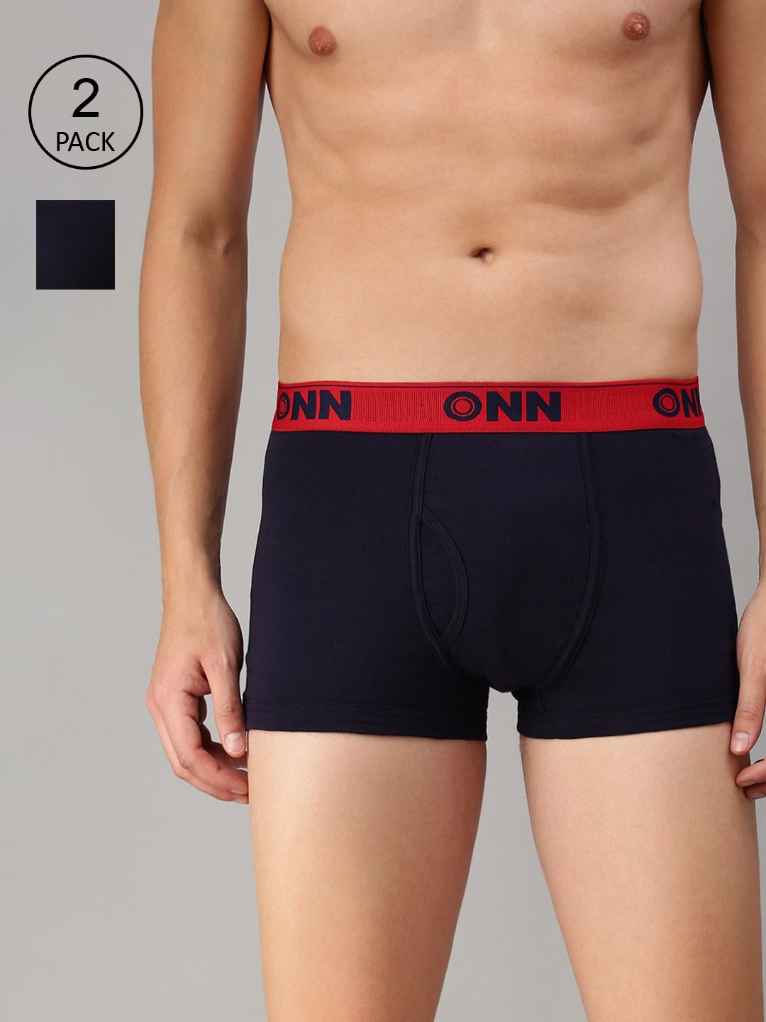 

ONN Men Pack Of 2 Navy Blue Solid Trunks ONN_254_NB_2PC