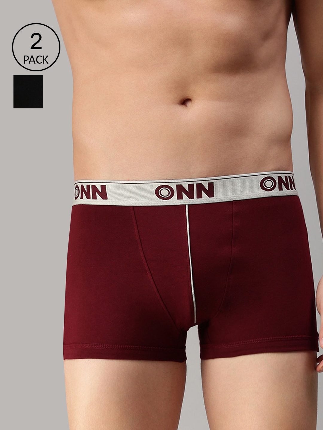 

ONN Men Pack Of 2 Solid Trunk, Black
