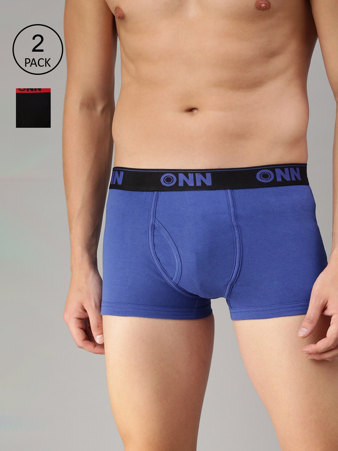 

ONN Men Pack Of 2 Solid Trunks, Black