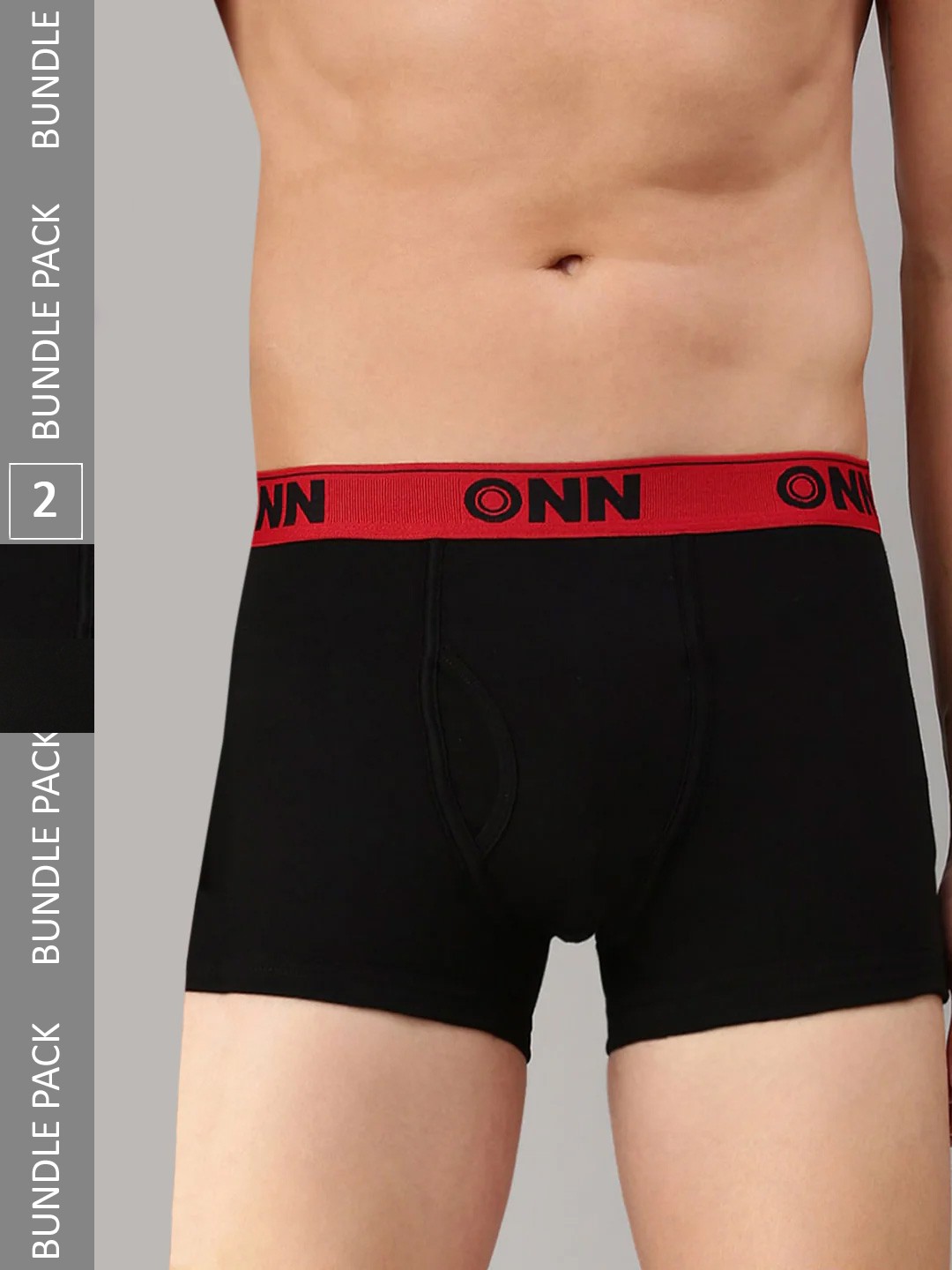 

ONN Men Pack of 2 Solid Trunks, Black