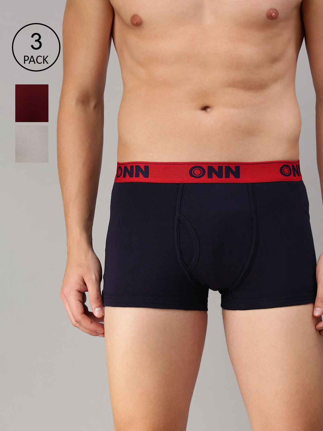 

ONN Men Pack Of 3 Solid Trunk ONN_254_MN_NB_SGRY_3PC, Maroon