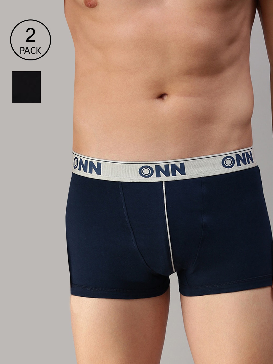 

ONN Men Pack Of 2 Blue & Black Solid Trunk ONN_253_AFBLU_BLK_2PC