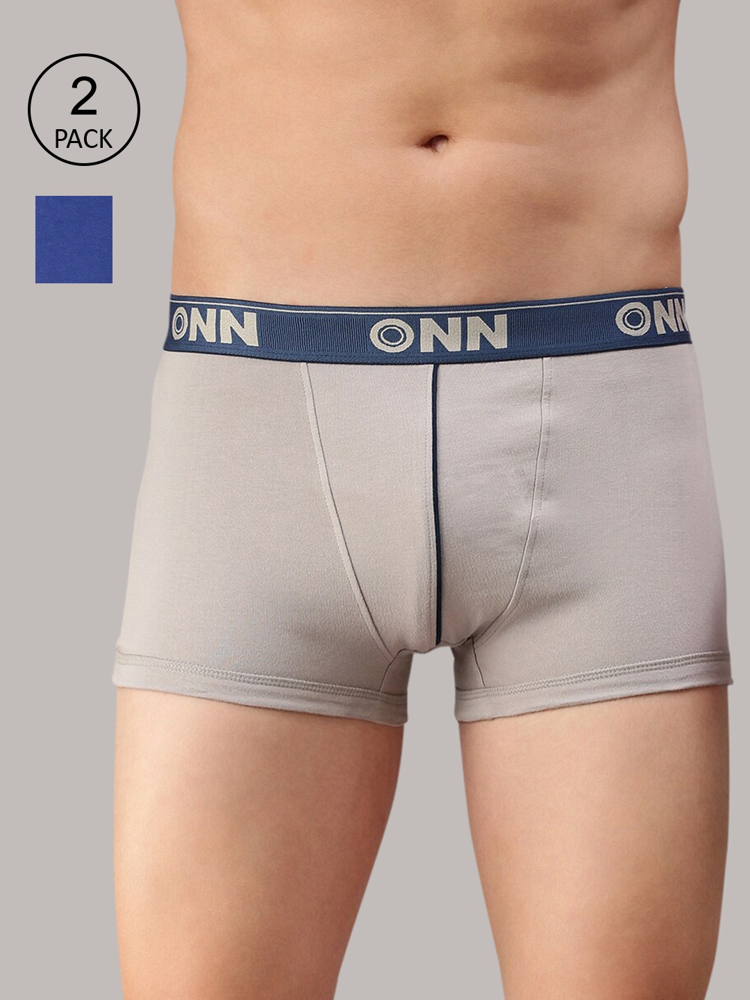 

ONN Men Pack Of 2 Grey & Blue Solid Trunk ONN_253_RBU_SGRY_2PC