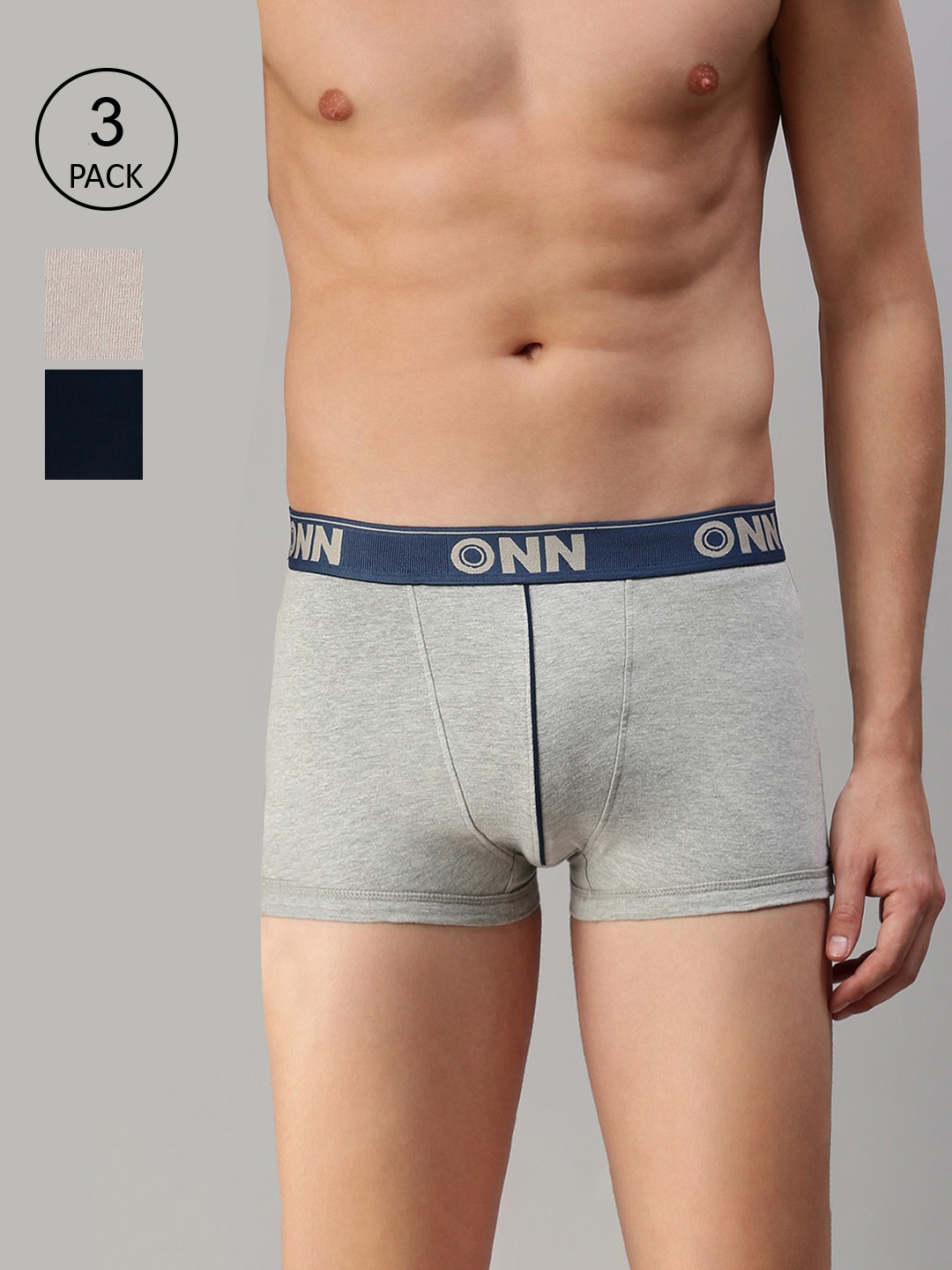 

ONN Men Pack Of 3 Solid Trunk ONN_253_SGRY_AFBLU_GM_3PC, Grey