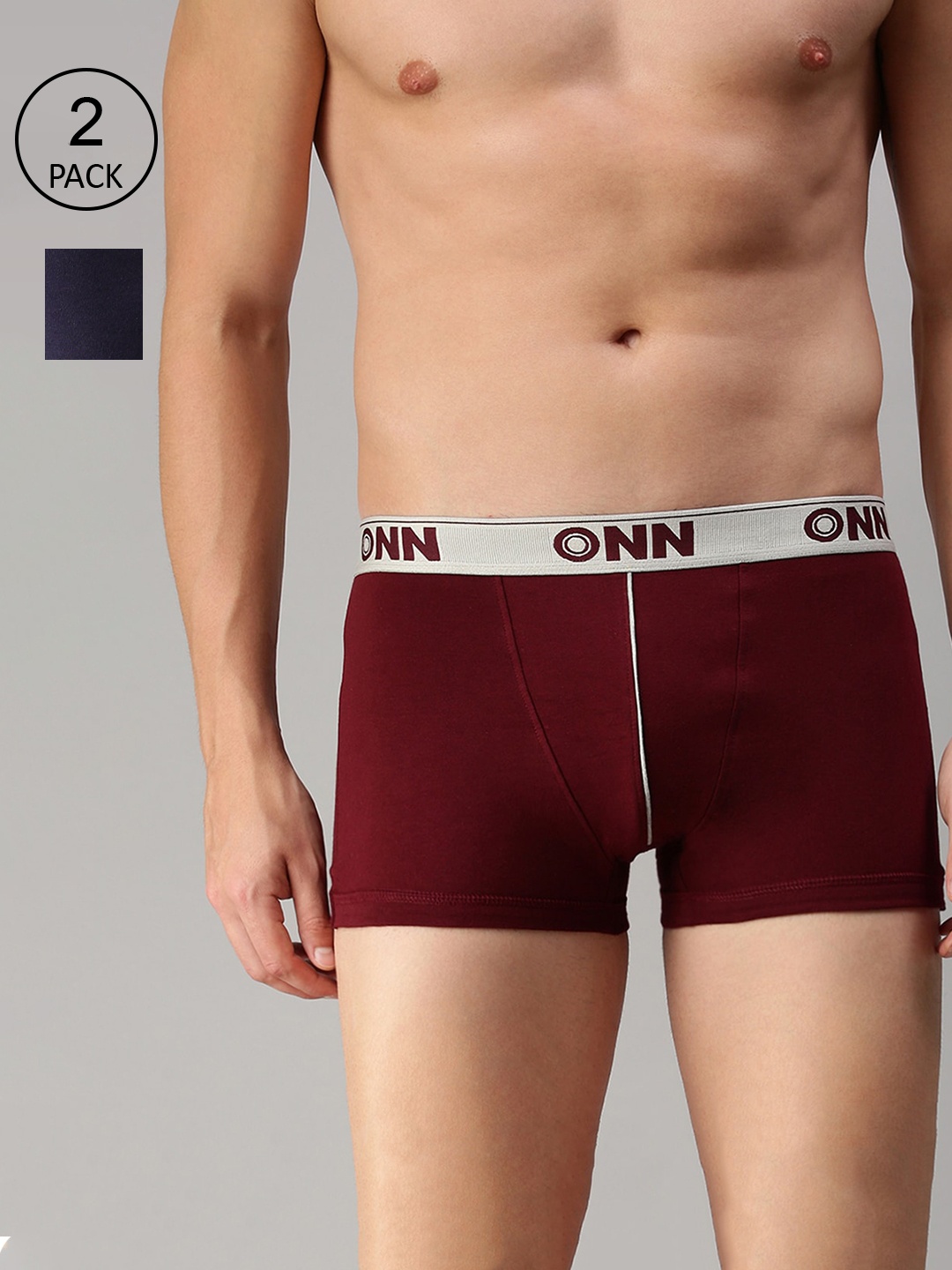 

ONN Men Pack Of 2 Maroon & Navy Blue Solid Trunk ONN_253_MN_NB_2PC
