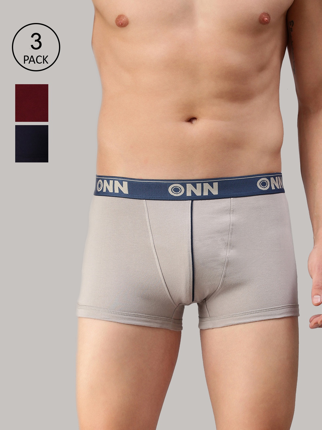 

ONN Men Pack Of 3 Solid Trunk ONN_253_MN_NB_SGRY_3PC, Maroon