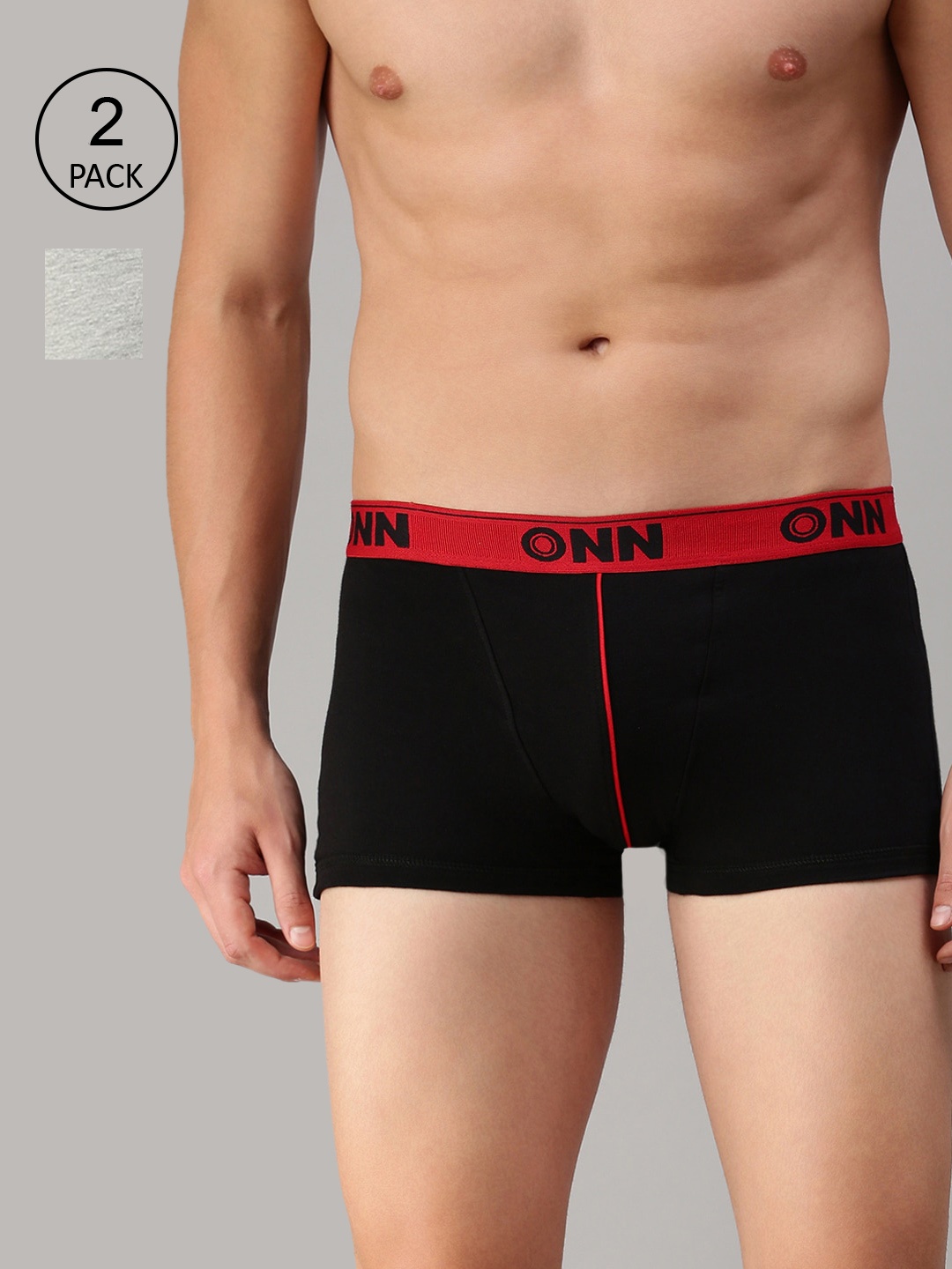 

ONN Men Pack Of 2 Black & Grey Melange Solid Trunk ONN_253_BLK_GM_2PC