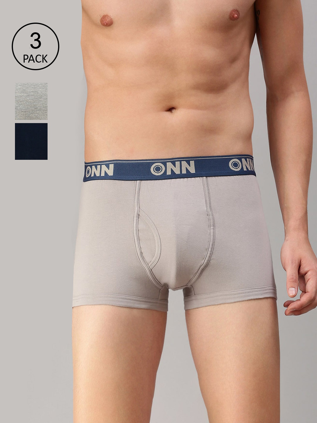 

ONN Men Pack Of 3 Solid Trunk ONN_254_SGRY_AFBLU_GM_3PC, Grey