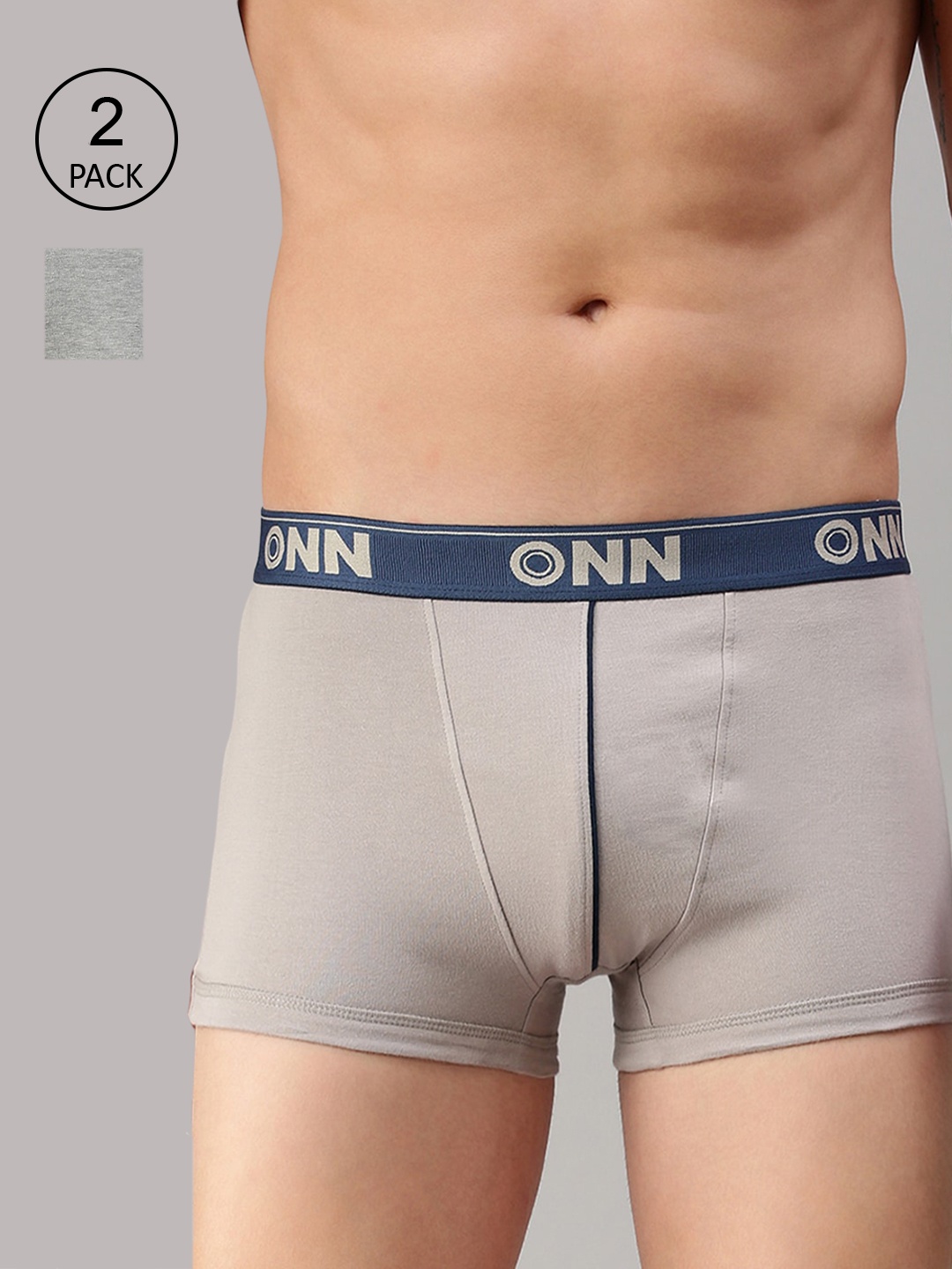 

ONN Men Pack Of 2 Grey Melange & Grey Solid Trunk ONN_253_GM_SGRY_2PC