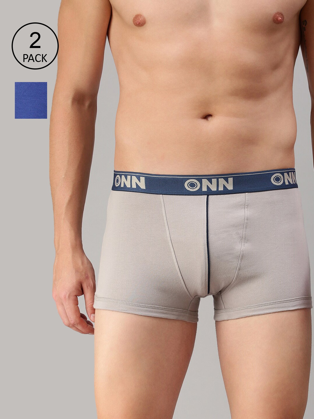 

ONN Men Pack Of 2 Grey & Blue Solid Trunk ONN_253_RBU_SGRY_2PC