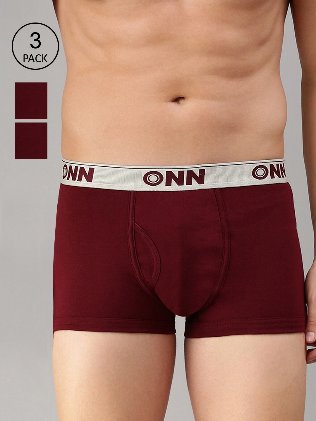 

ONN Men Pack Of 3 Solid Trunk ONN_254_MN_3PC, Maroon