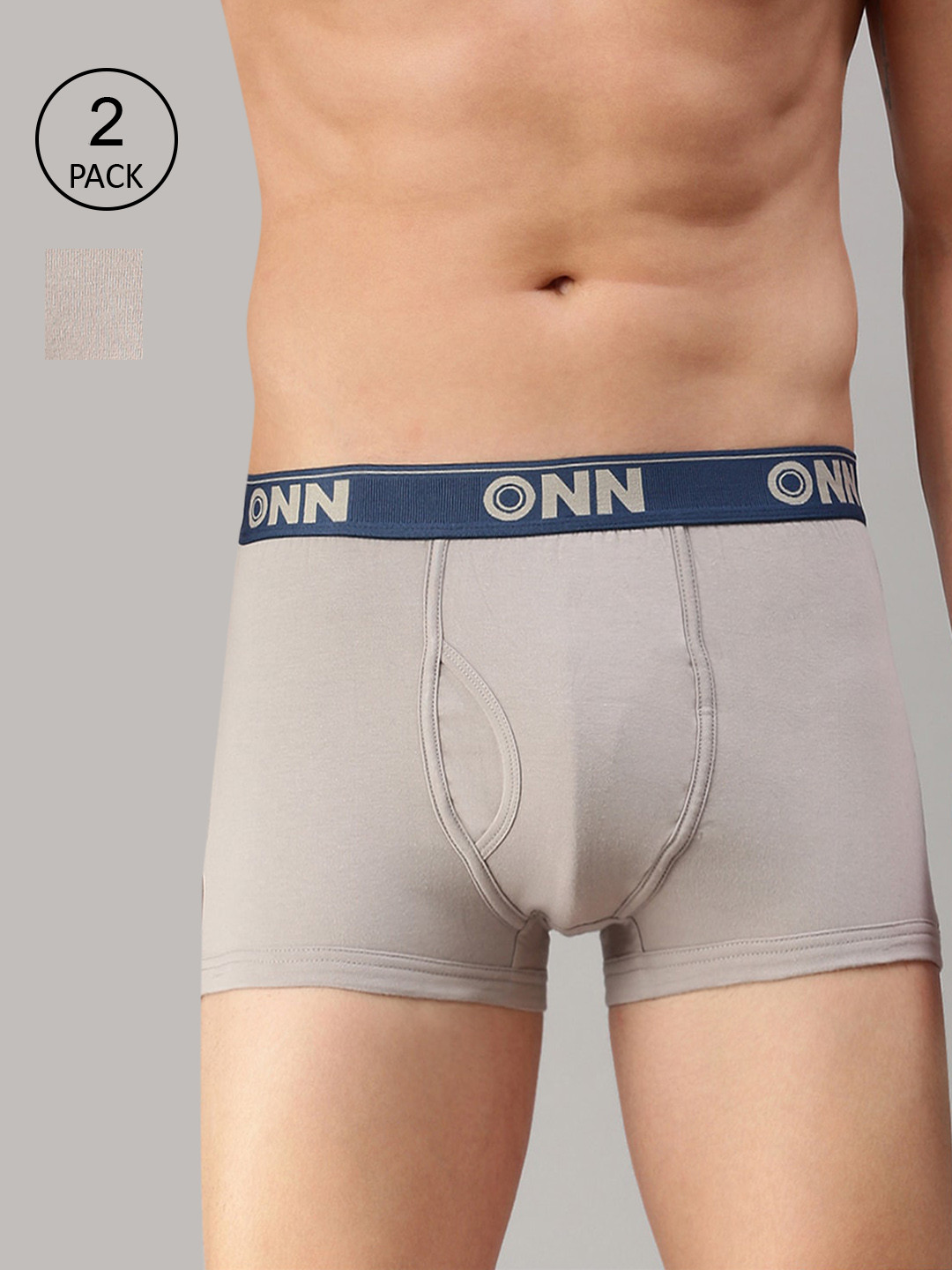 

ONN Men Pack Of 2 Grey Solid Trunk ONN_254_SGRY_2PC