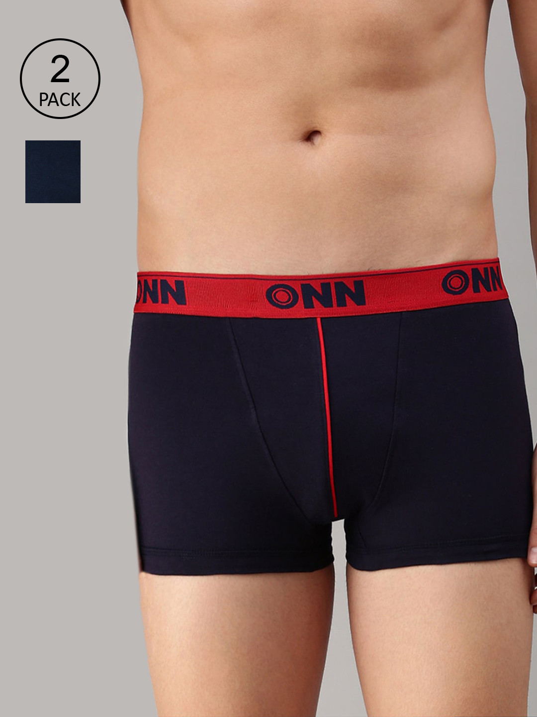 

ONN Men Pack Of 2 Blue & Navy Blue Solid Trunk ONN_253_AFBLU_NB_2PC