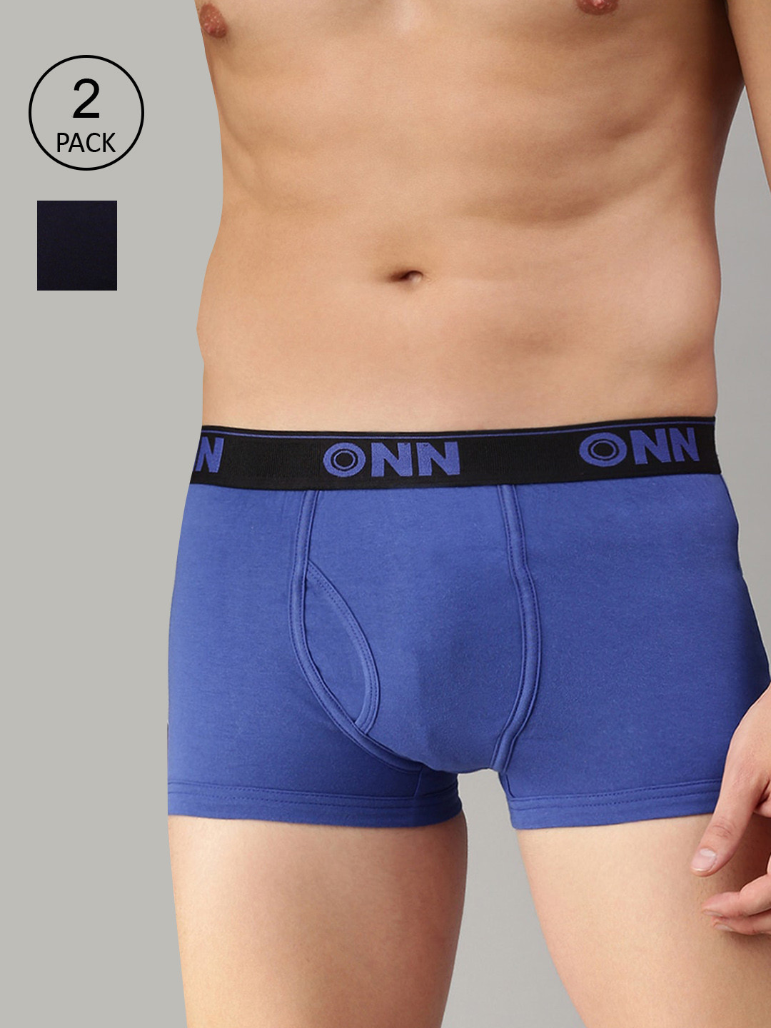 

ONN Men Pack Of 2 Navy Blue & Blue Solid Trunk ONN_254_NB_RBU_2PC