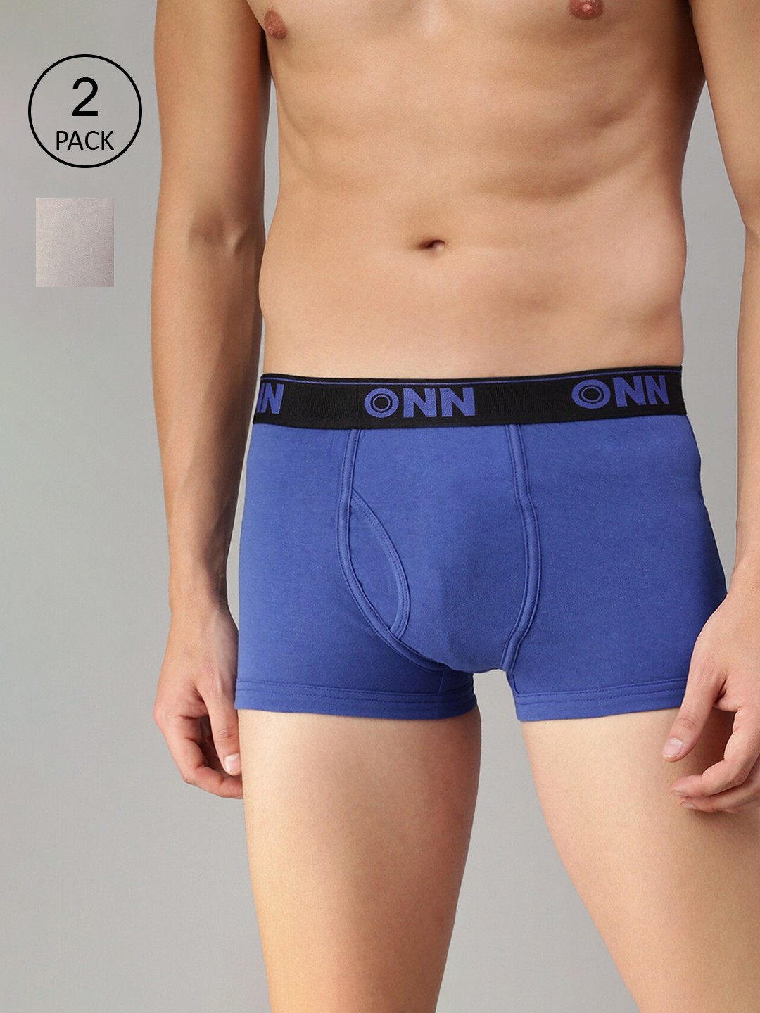 

ONN Men Pack Of 2 Blue & Grey Solid Trunk ONN_254_RBU_SGRY_2PC