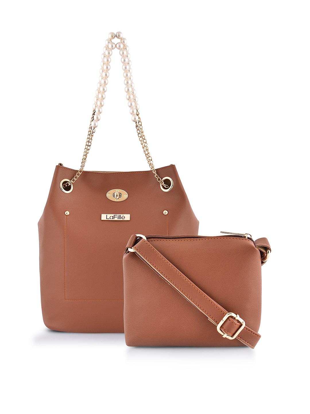 

LaFille Tan PU Structured Handheld Bag
